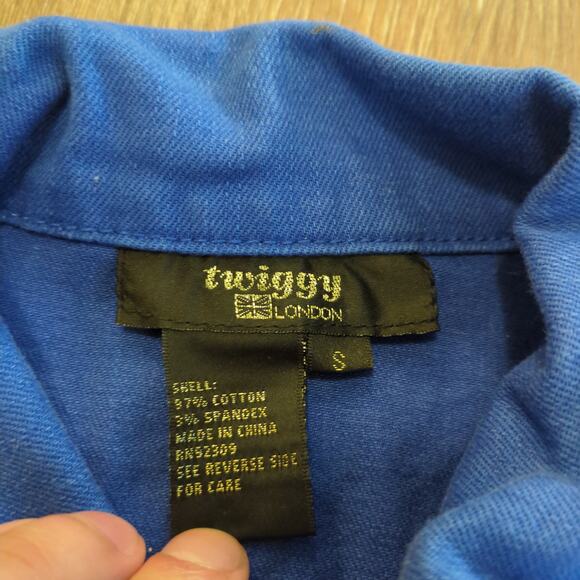 VTG Twiggy London Women's Small Denim Jacket Button Lace Blue - Picture 3 of 6